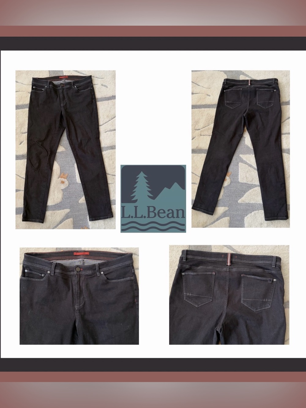 LL Bean Dark Shadow Straight Leg High Rise   Jeans Size 14